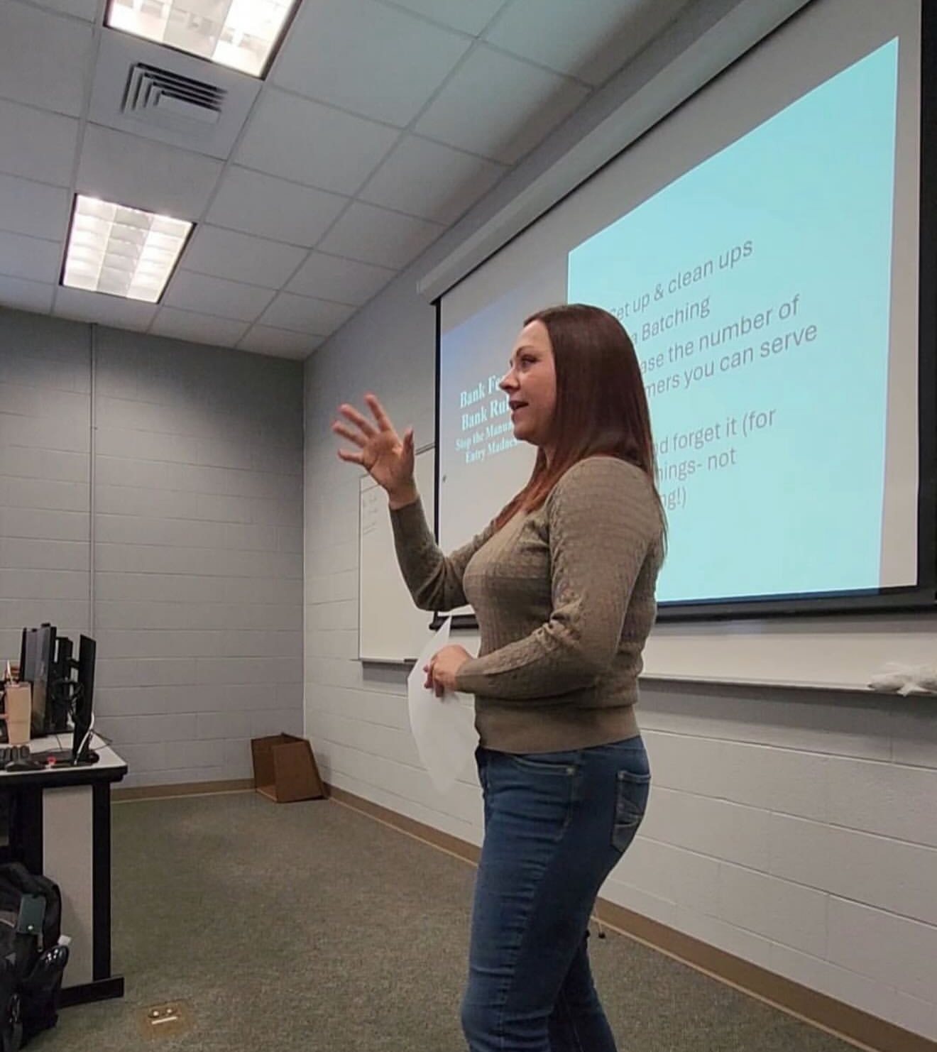 Amanda teaching a seminar at the Brunswick Community College Small Business Center